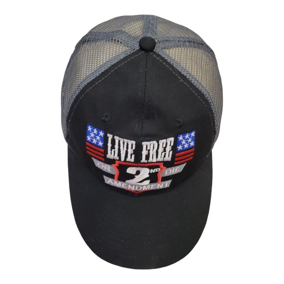 One Shot Live Free Or Die Mesh Snapback Cap 2nd Amendment Trucker Hat - Picture 10 of 12